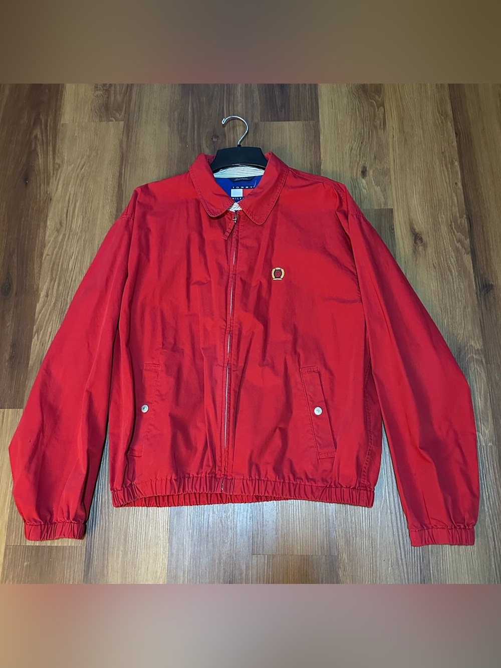Vintage Tommy Hilfiger Red Men's Lightweight Zip Jacket Size L